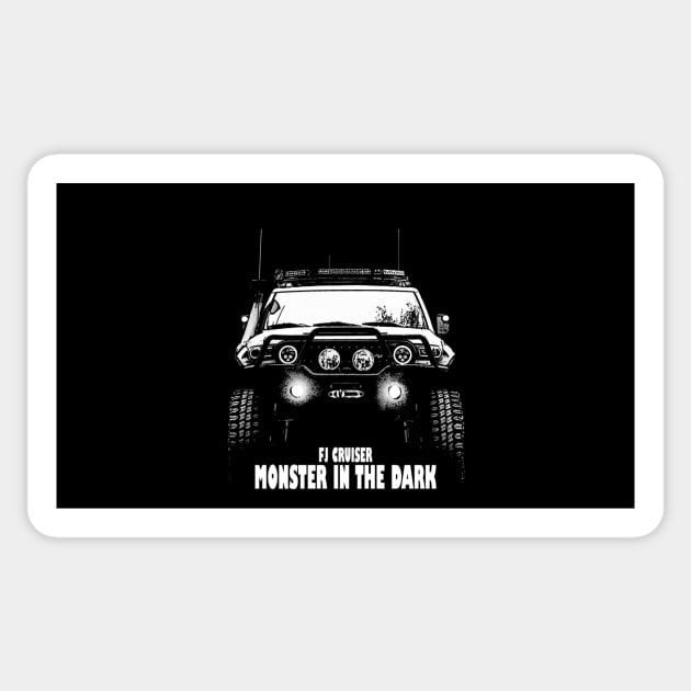 FJ Cruiser Monster in the Dark Sticker by MatamuaArt